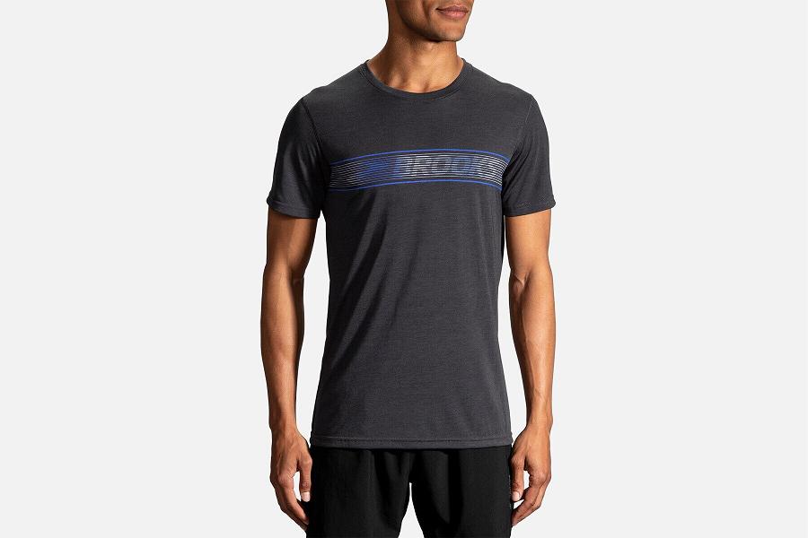 Brooks Distance Men T-Shirts & Running Tee Grey ILH396402